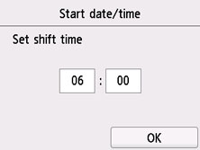 Screen: Set shift time