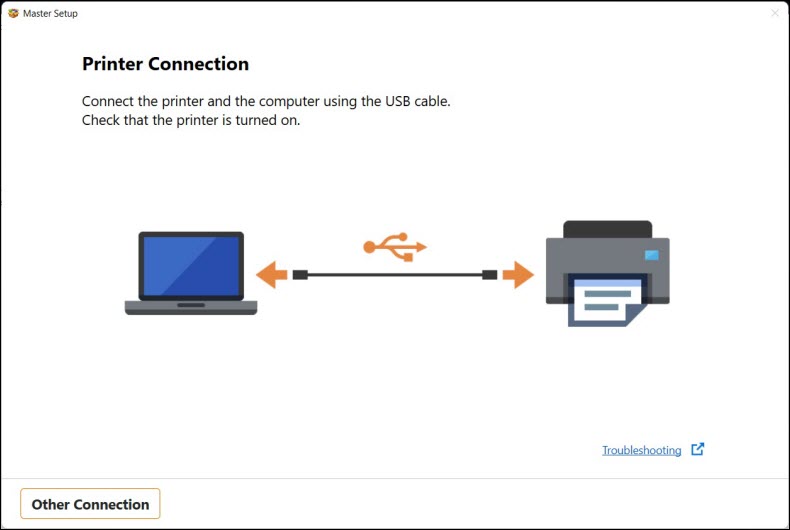 Connect the printer to the PC with a USB cable