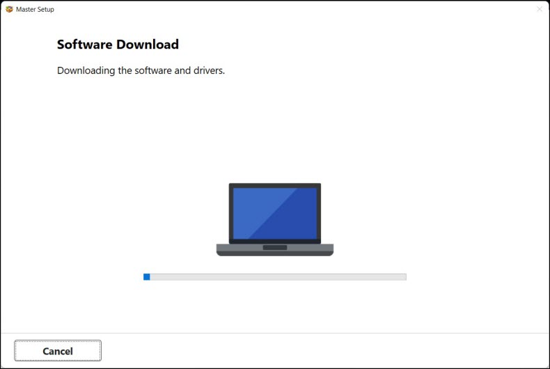 The software and drivers are downloading