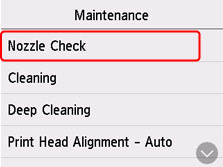 Figure: Select Nozzle Check (outlined in red)