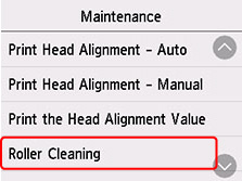 Figure: Select Roller Cleaning (outlined in red)