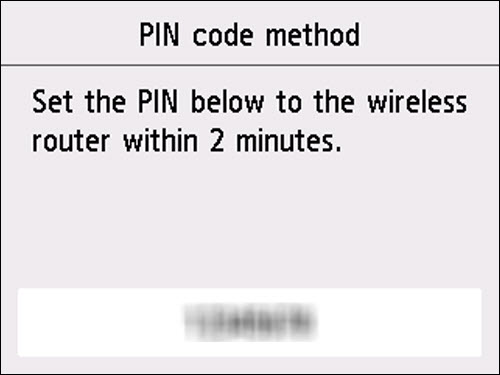 A PIN code is displayed on the screen