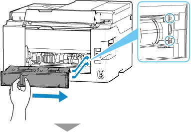 Insert the projections of the right side of the transport unit cover into the printer