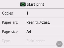 Template print settings screen