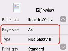 Specify the paper size and media type loaded in the printer