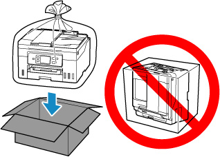 Load the printer into a sturdy box as shown