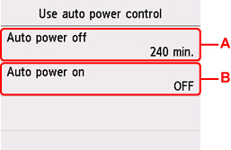 Auto power control screen