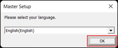 Select your language, then click OK (outlined in red)