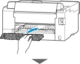 Insert the transport unit cover slowly all the way into printer and take down the transport unit cover