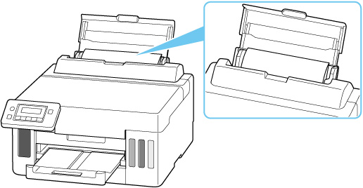 Fold a sheet of A4 or Letter size paper in half and insert it horizontally into the rear tray
