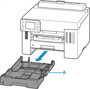Pull out the cassette (A) from the printer