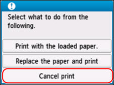 Tap Cancel print (outlined in red)