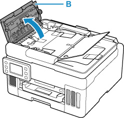Open the document feeder cover (B)