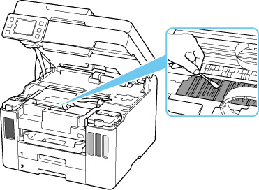 Wipe the protrusions inside the printer