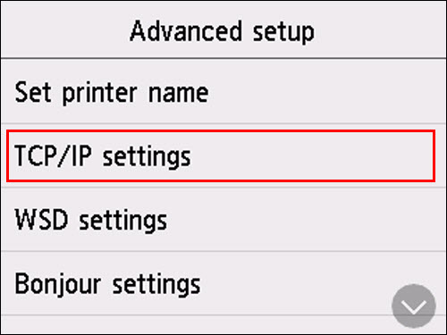 Tap TCP/IP settings (outlined in red)
