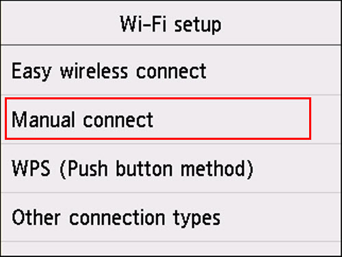 Tap Manual connect (outlined in red)