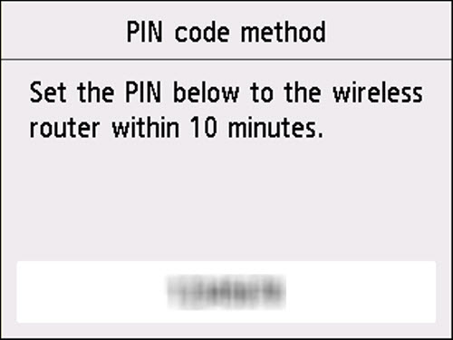 A PIN code is displayed on the screen