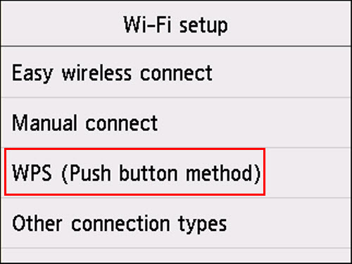Tap WPS (Push button method) (outlined in red)