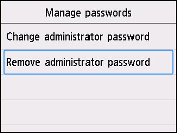Select Remove administrator password