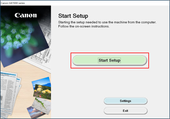 Click Start Setup (outlined in red) to proceed