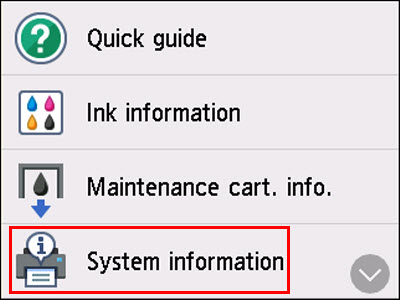 Tap System information (outlined in red)