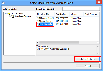 figure: Select Recipient from Address Book dialog box