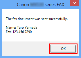 figure: Canon XXX series FAX dialog box