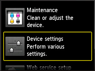 Device settings chosen