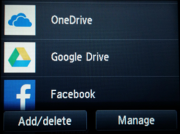 Cloud area main menu with cloud apps shown, OneDrive, Google Drive, etc.