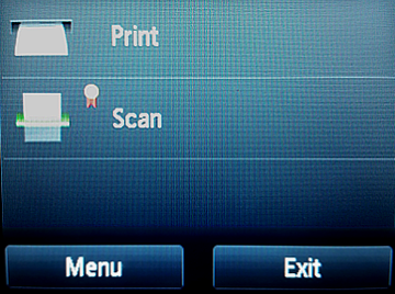 Scan selected from printer screen menu