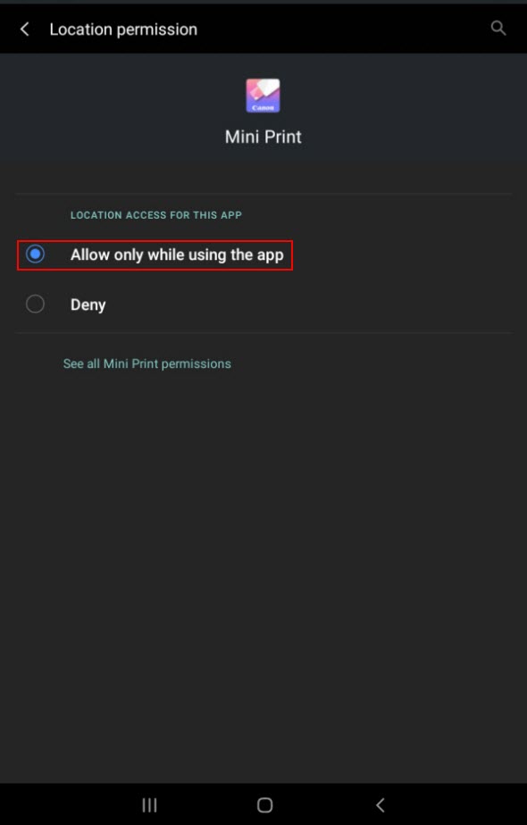 Tap Allow only while using the app (outlined in red)