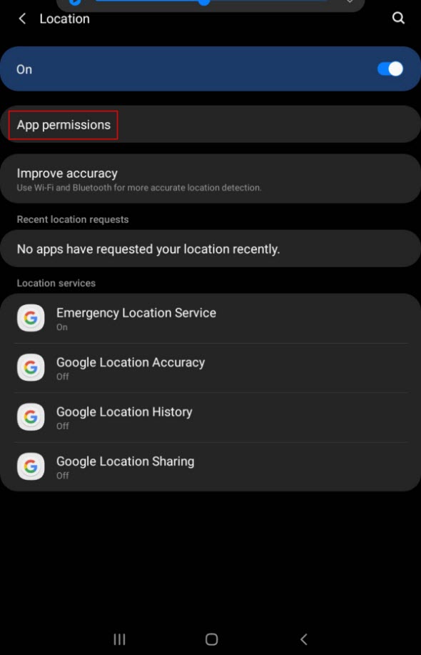 Tap App Permissions (outlined in red)