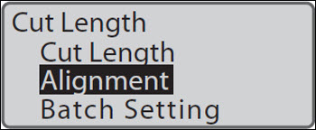 Alignment selected on screen