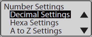 Decimal Settings selected on screen