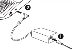 Connect the power cord to the AC adapter, and plug the AC adapter into the printer