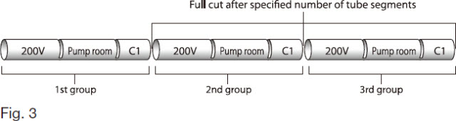 Example of full cut after a specified number of tube segments has been printed