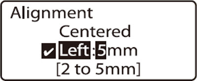 5mm specified for Left alignment