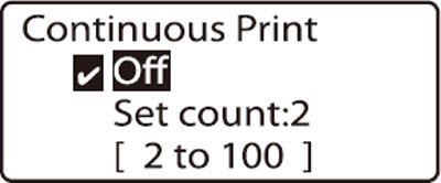 Continuous print selection display