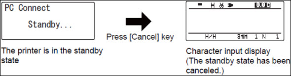 Press the [Cancel] key to cancel the standby state of the printer