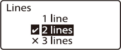 Set Lines display, 2 lines currently selected