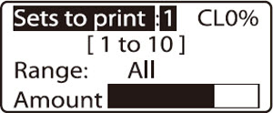 Sets to print and range setting display