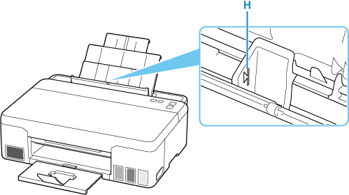 Don't load sheets of paper higher than the load limit mark (H)