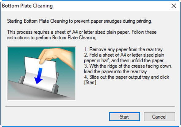 Bottom Plate Cleaning dialog box