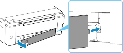 Align the tab on the back of the maintenance cover with the hole on the printer and close it