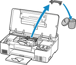 Open the top cover and make sure that shipping tape and protective material have been removed from the print head holder