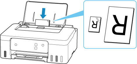 Load the paper stack in portrait orientation with the side to print on facing up