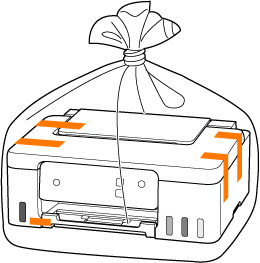 Place the printer in a plastic bag, then seal it with tape