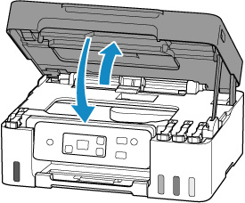 Close the scanning unit / cover by holding it up once, then taking it down gently