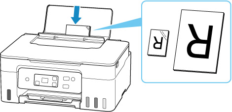 Load the paper stack in portrait orientation with the side to print on facing up