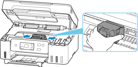 Hold the print head holder and slide it slowly to the far right or left